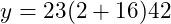 \[y = 2\dotPow 3\dotProd (2 + 16)\dotQuot 4\dotProd 2\]