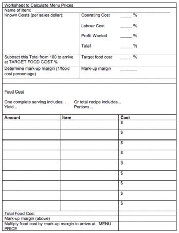 Chapter 8 – Menu and Recipe Pricing – Introduction to Food Production ...