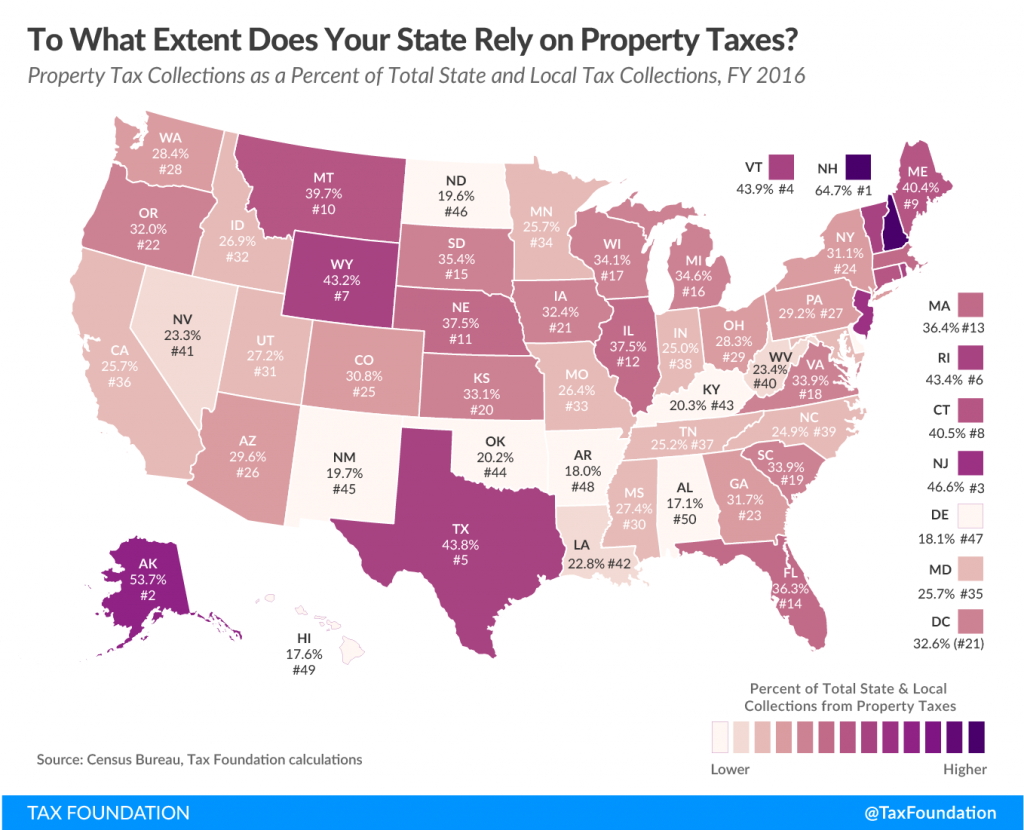 This map shows the property tax rates by state.