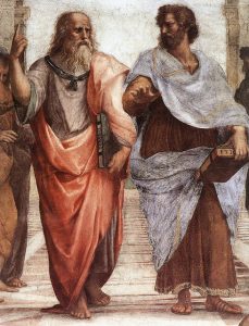 image of the two Greek philosophers Plato (left) and Aristotle (right)