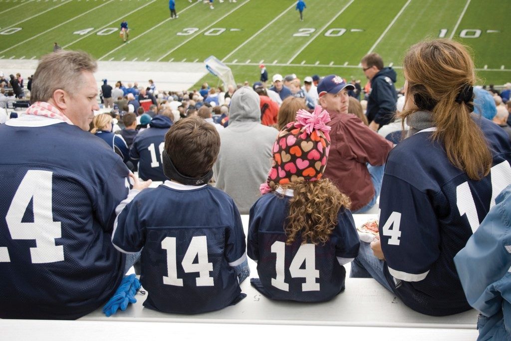 A family watching a football game