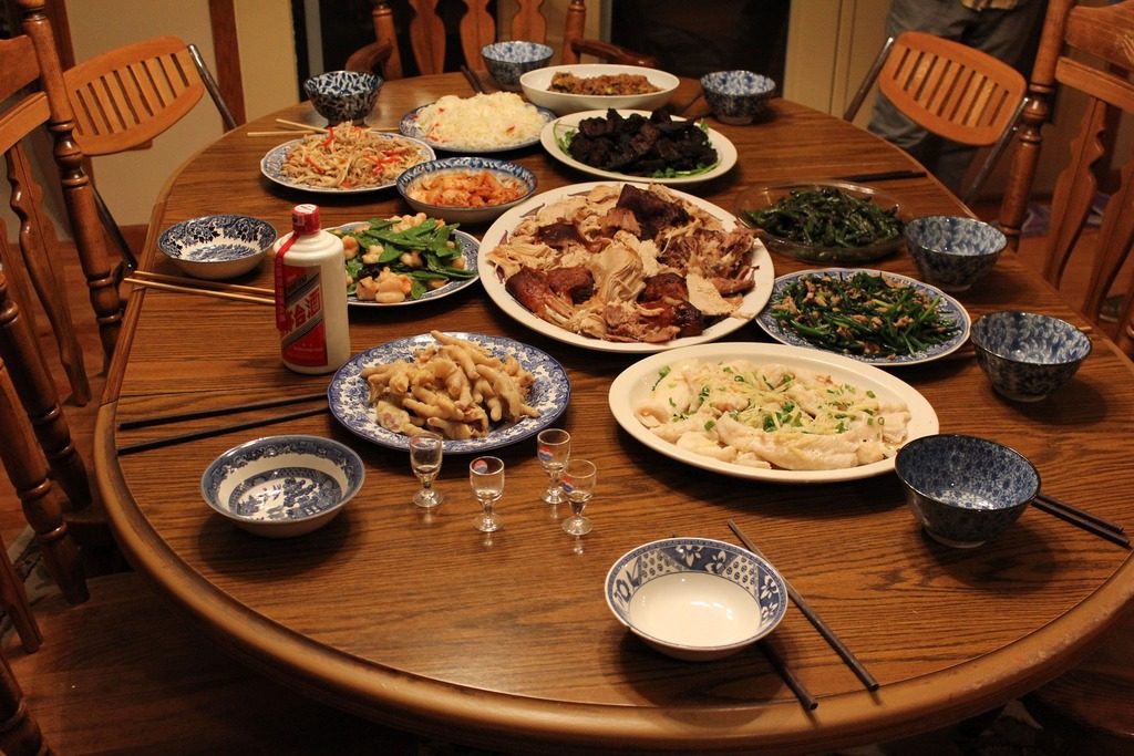 A table set for Thanksgiving dinner.
