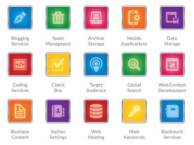 various icons of internet services