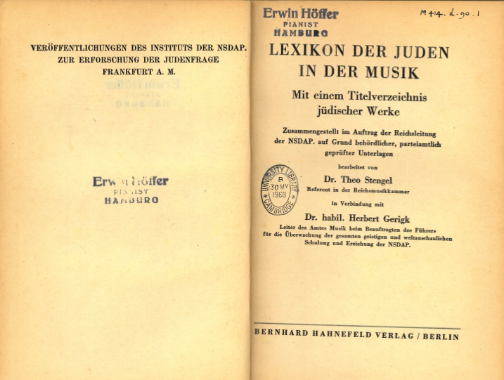 Shows title pages of Encyclopedia of Jews in Music.
