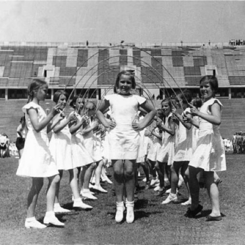 20 of the 3,000 girls that performed in this Entry during the Cultural Program for the Olympic Games in Berlin 1936.