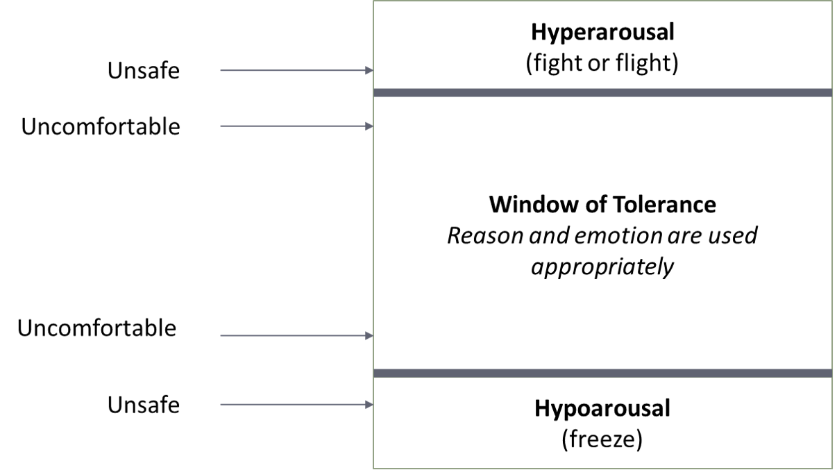 Diagram of hyperarousal/hypoarousal.