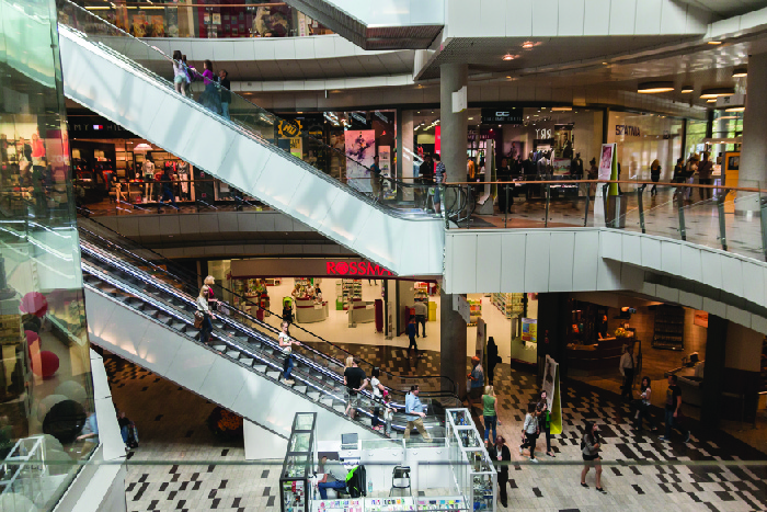 Photograph of a shopping mall.