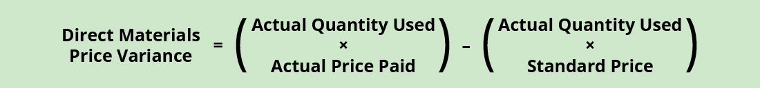 Total Direct Material Price Variance Formula