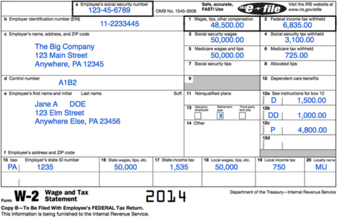 gross adjusted income on online w2