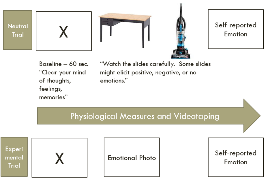 An image showing procedures via a pictoral display for a neutral trial and for an experimental trial.