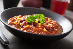A plate of chili con carne