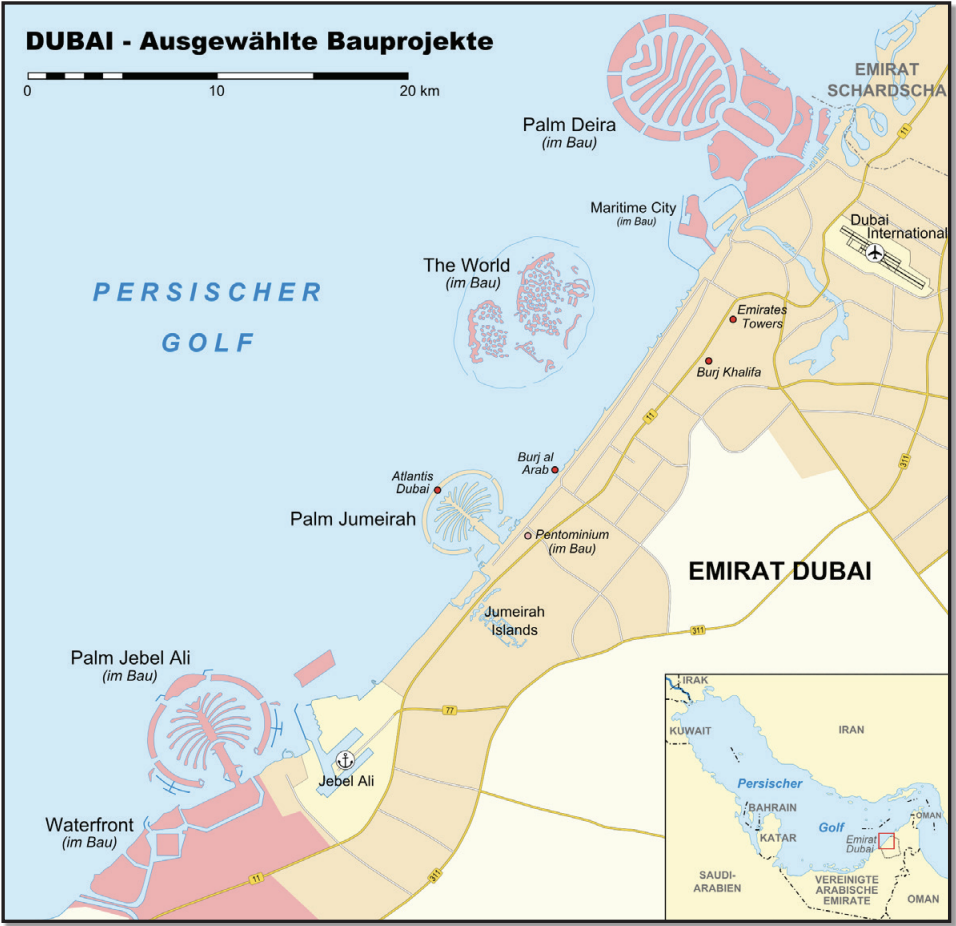 A map of Emirat Dubai