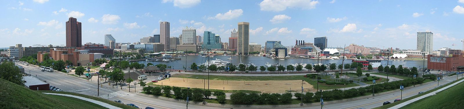 Inner Harbor, Baltimore, surrounded by buildings