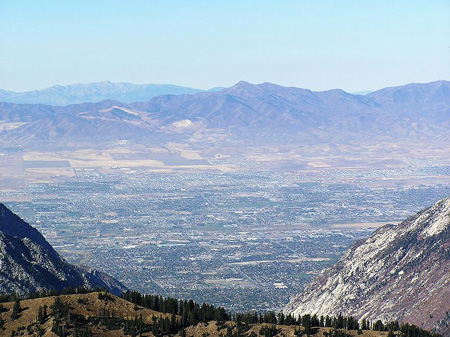 Mountains surrounding Salt Lake City in a valley