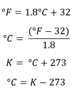 Equations for temperature conversion