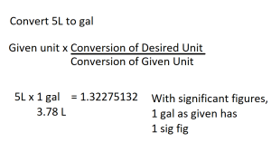 Example of conversion between Liters and gallons