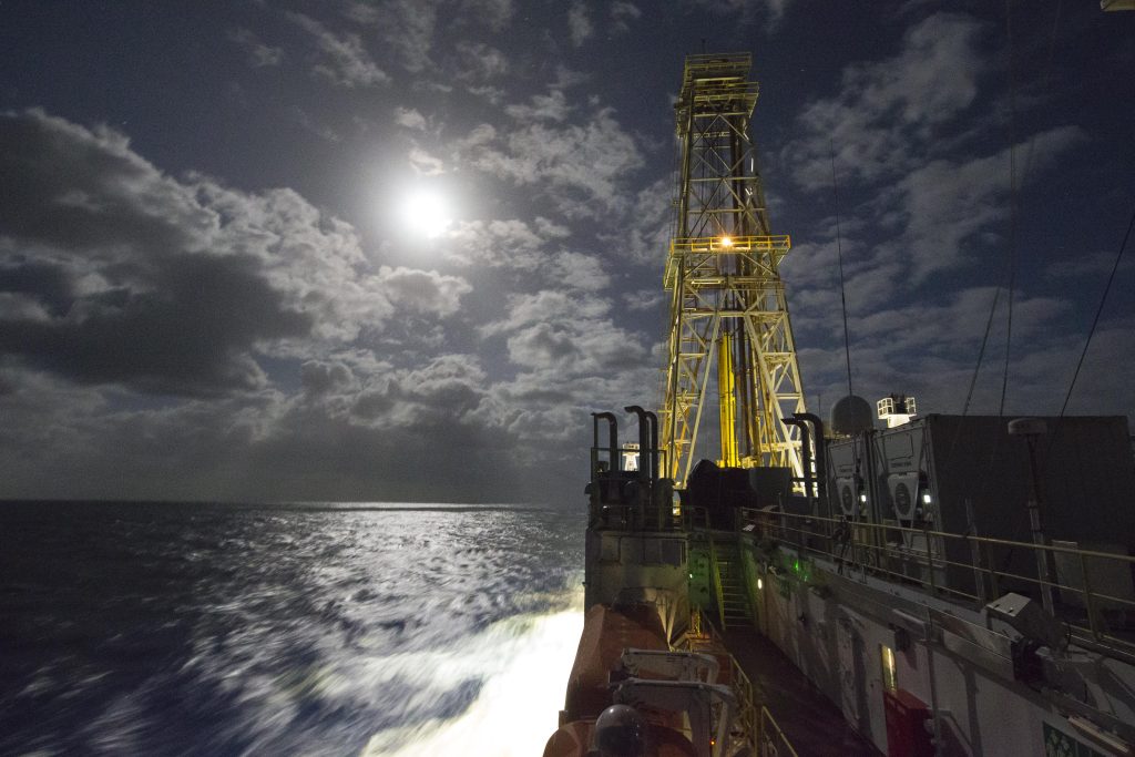 ship on the ocean at night