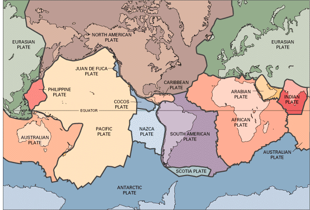 plate tectonic map of the world