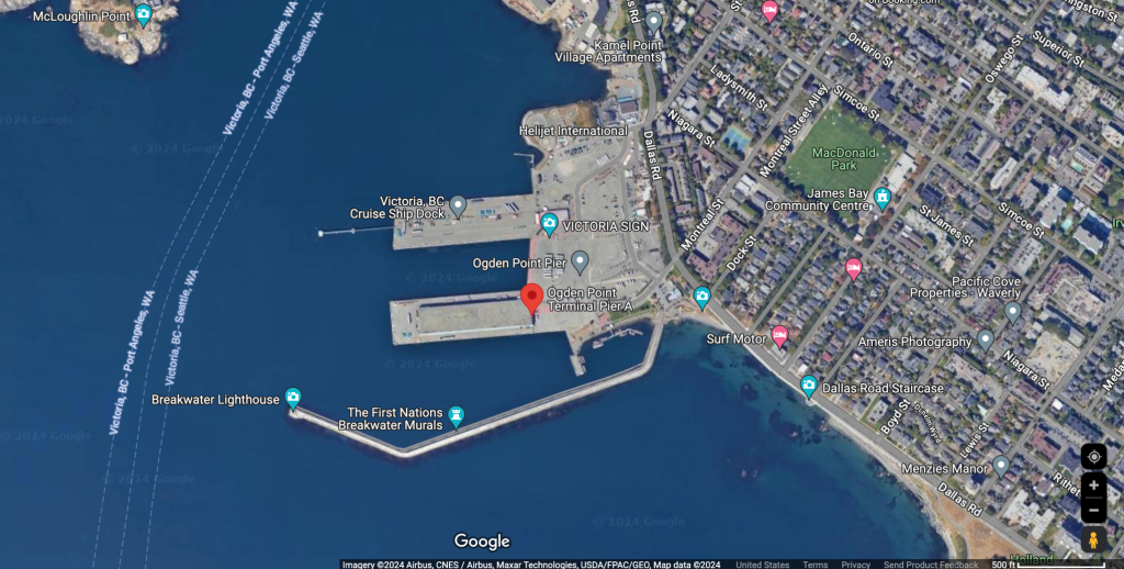Google Earth screenshot of a coastal port