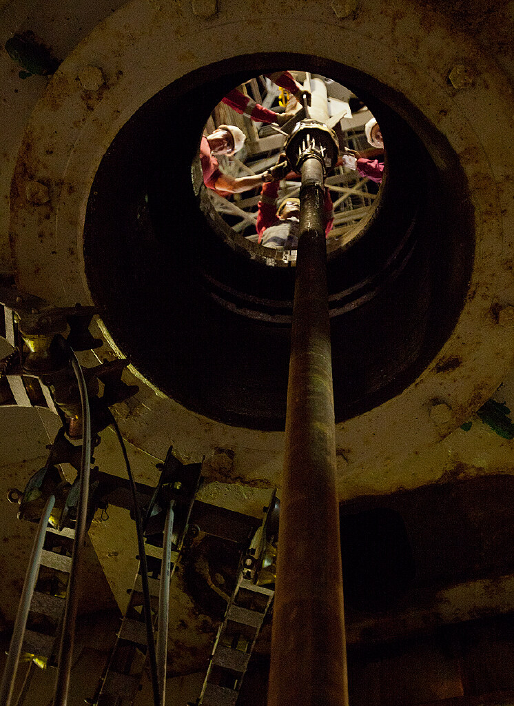 View of CORK deployment from below the drill floor. (Credit: William Crawford, IODP) [Photo ID: exp336_136]