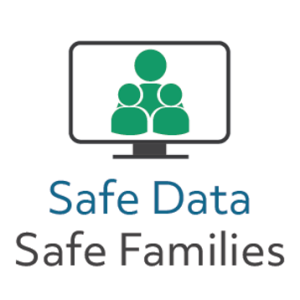 Logo for Safe Data Safe Families showing an icon of a family displayed on a computer monitor.