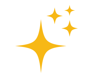 One larger yellow star with three little yellow stars at the top right.