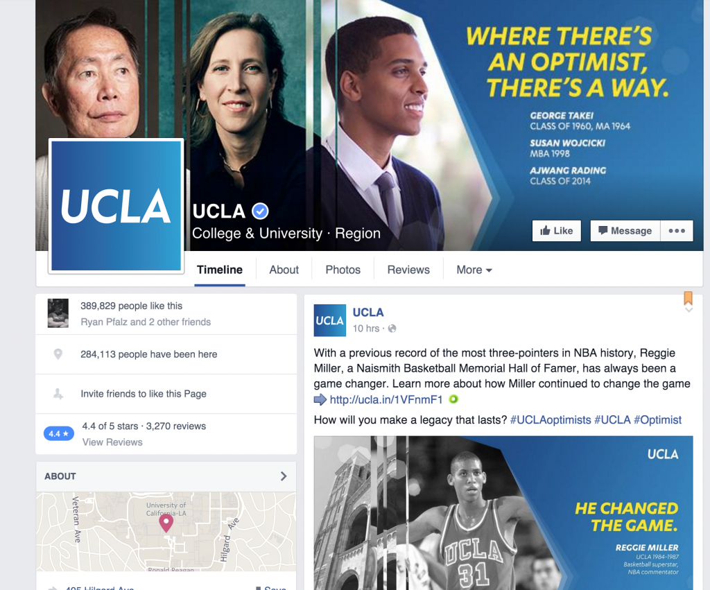UCLA's Facebook page